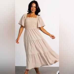 Baltic Born Fauna Lace Top Maxi Dress Sz Large Color Natural